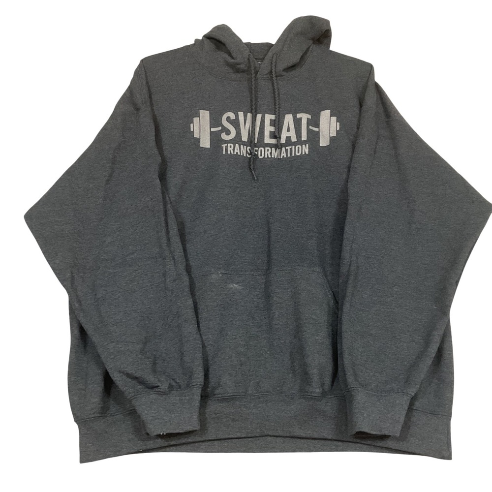 Gildan Heavy Blend Sweat Transformation Hoodie Mens XL Gray Graphic Gym Pullover
